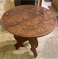Carved wood table from India - one piece wood top