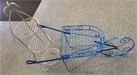 Blue metal wheelbarrow patio table or plant