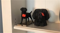 2 Dog Black Lab Decorations - Dog Head and