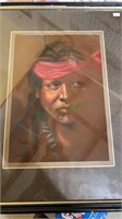 Framed American Indian artwork - signed Dee
