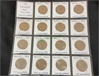 Coins - 15 Kennedy half dollars, uncirculated,