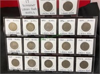 Coins - 17 different liberty head nickels,