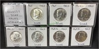 Coins - 7 Kennedy silver half dollars,
