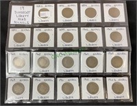 Coins - 19 different Liberty head nickels,