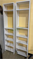 Two 88 inch tall white shelf units - six