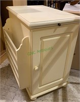 White laminate bedside table nightstand. Magazine