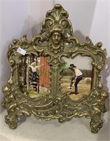 Large heavy brass photo frame with the back