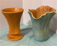 Roseville and McCoy pottery vases - orange McCoy