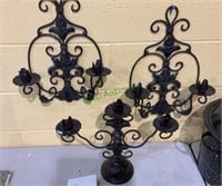 Lot of three candelabras - two wall hangings and