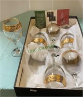 Cristellaria handmade gilded wine glasses - lot of