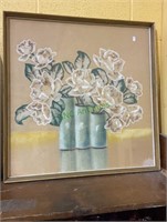 Vintage pastel and paper mâché artwork - roses in