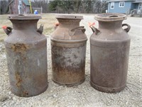 3 Milk Cans - one marked Marigold Dairy