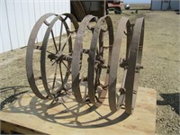 3 Steel Wheels, all 30 inch, 2 marked JD 410