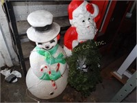 2 Blow Molds Snowman & Santa tallest is 44"