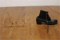 Antique Eyeglasses & Victorian Doll Boot