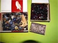 Buttons in cigar boxes