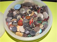 Buttons in tupperware bowl