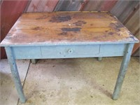 Vintage Table with Milk Paint, One Drawer