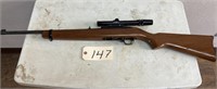Ruger 10/22 semi-auto rifle with clip and scope,