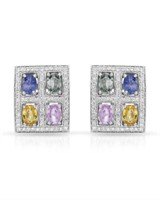 14KT White Gold 4.27ctw Multi Color Sapphire and D