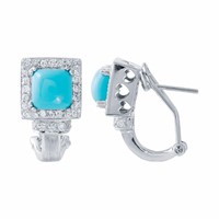 14KT White Gold 2.13ctw Turquoise and Diamond Earr