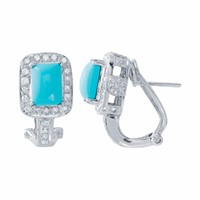 14KT White Gold 2.35ctw Turquoise and Diamond Earr