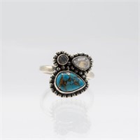 Sterling Silver Turquoise Multi Gem Ring