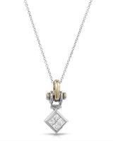 18KT Two Tone Gold 0.29ctw Diamond Pendant with Ch
