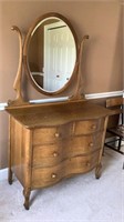 Oak Dresser with Oval Mirror