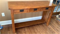 Oak Mission Style Console Table