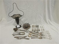A Lot of Silver Plate Utensils and Hollow Ware