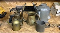 Lot of 5 Metal Oil Cans & Tins