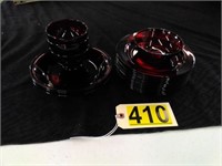 19 Pieces Anchor Hocking Ruby Red Dinnerware