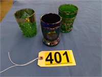 3 Early Pattern Colored Tumblers
