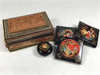 Handpainted Russian Lacquerware & Indian Box