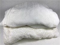 2 Clean White Cotton Blankets / Bed Covers
