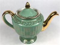 Vintage Hall 6 Cup Teal & Gold Teapot