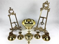 Brass Bowl, Candle Holders & Plate/Frame Holders