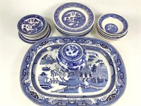 Japanese 23pc Blue Willow Style China Set