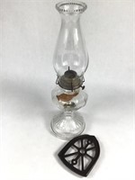Vintage Glass Lamp & Iron Trivet
