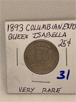 1893 Isabella 25 Cent VF Rare