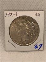 1927 D Peace Dollar AU