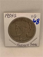1934 S Peace Dollar VG