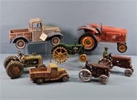 (7) Tin & Iron Farm Trucks & Tractors