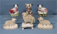 (6) 19th C. Figurines incl. Staffordshire