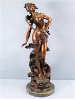 24" Nude Bronze Sculpture After Auguste Moreau