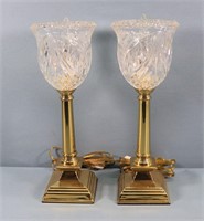 Pr. Brass & Glass Buffet Lamps