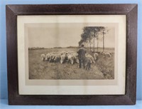 Anton Mauve Etching of Sheep