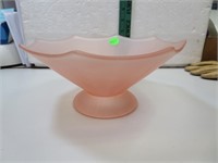 Vtg Satin Pink Depression Glass Bowl 8&1/2" x 4"