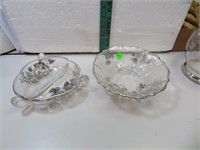 2 Vintage Sauce Bowls with Silver Overlay 7" & 6"